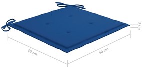 Cadeiras de jardim c/ almofadões azul real 2 pcs teca maciça