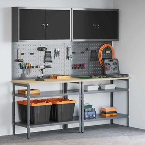 vidaXL Conjunto de bancada de trabalho Ajustável 8 pcs Cinzeto Aço