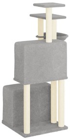 Árvore p/ gatos c/ postes arranhadores sisal 122 cm cinza-claro