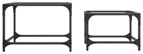 Mesas de centro encastrar 2 pcs c/ tampo vidro transparente aço