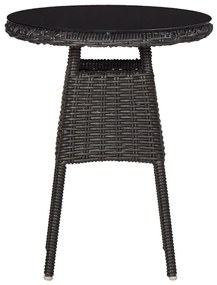 3 pcs conjunto bistrô de jardim com almofadões vime PE preto