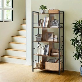 Estante de 5 prateleiras para livros 30 x 74 x 150 cm castanho-preto
