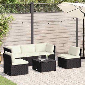 vidaXL 4 pcs conjunto lounge jardim c/ almofadões vime PE castanho