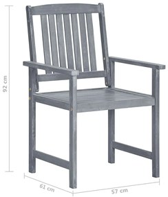 Cadeiras de jardim c/ almofadões 8 pcs acácia maciça cinzento