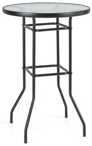 Mesa de Bar de jardim redonda com tampo de vidro temperado e estrutura metálica resistente a cargas de 50 kg 68 x 68 x 97 cm