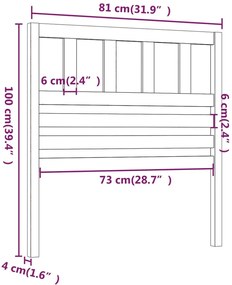 Cabeceira de cama 81x4x100 cm pinho maciço castanho mel