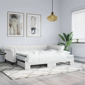 vidaXL Sofá-cama com gavetão 90x200 cm couro artificial branco