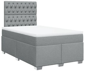 Cama boxspring com colchão 120x190 cm tecido cinzento-claro