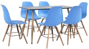 vidaXL 7 pcs conjunto de jantar plástico azul