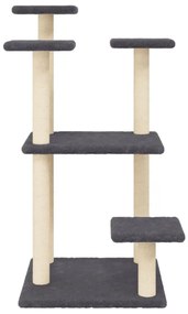 Postes arranhadores p/ gatos c/ plataformas 98,5cm cinza-escuro