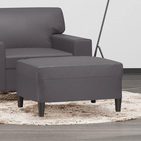 vidaXL Apoio de pés 70x55x41 cm couro artificial cinza