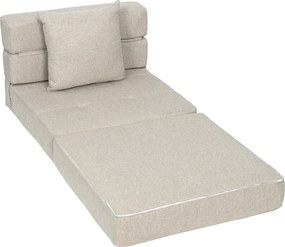 Poltrona-sofá-cama convertível de 1 lugar com 1 almofada com capa removível, tecido bege