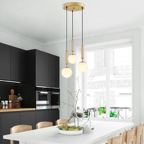Candeeiro Suspenso King – Dourado Brilhante – 34 x 34 x 134 cm