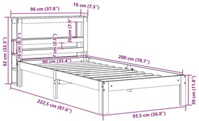 Cama sem colchão 90x200 cm pinho maciço castanho-mel