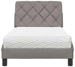 Cama com colchão 90x190 cm tecido castanho-acinzentado