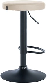Banco de bar Ponte em couro sintético e com estrutura preta 38,5 x 60-81 x 38,5 cm Creme