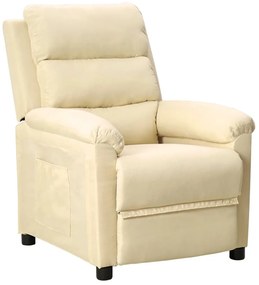 vidaXL Poltrona reclinável tecido cor creme