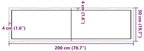 Tampo de mesa com bordas vivas maciço tratado castanho-escuro