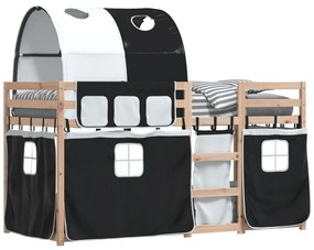 Beliche com cortinas 80x200 cm pinho maciço branco e preto