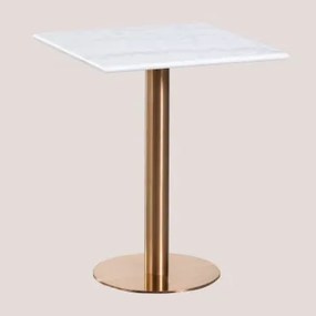 Mesa De Bar Quadrada Em Mármore Cosmopolitan Mármore Branco Guangxi & ↔︎ 60 Cm & Oro Rosa - Sklum