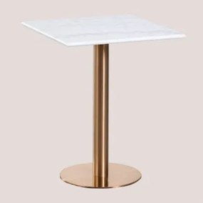 Mesa De Bar Quadrada Em Mármore Cosmopolitan Branco & ↔︎ 60 Cm & Oro Rosa - Sklum