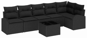 Conjunto de Sofá de Jardim vidaXL 7 Peças com Almofadas Bege de Rattan