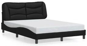 Estrutura de cama c/ luzes LED 140x200cm couro artificial preto