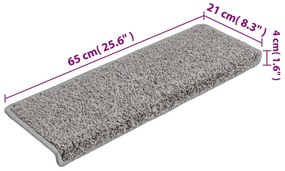 Tapetes de escadas 10 pcs 65x21x4 cm cinzento