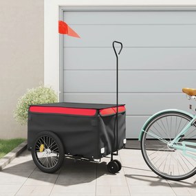 vidaXL Reboque para bicicleta 45 kg ferro preto e vermelho