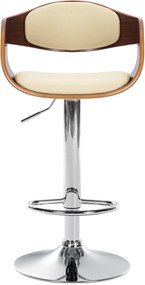 Banco de bar Kingston em couro sintético 50 x 88-102 x 48 cm Nogueira + Creme