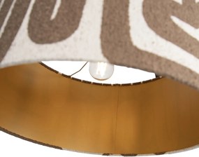 Candeeiro de Pé Ajustável Preto com Abajur às Riscas Castanho e Bege 50cm - Editor