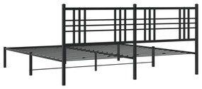 Estrutura de cama com cabeceira 183x213 cm metal preto