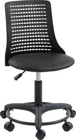 HOMCOM Cadeira de Escritório sem Braços Cadeira de Secretária Giratória em Malha com Encosto Vazado Ajustável 43x42x74-86 cm Pr | Aosom Portugal