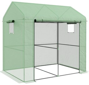 Outsunny Estufa de Jardim 2,8㎡ com 1 Grande Porta Enrolável e 2 Janelas 200x140x200 cm Verde | Aosom Portugal