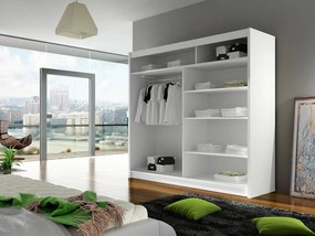 Roupeiro Closico 102, Branco, 215x180x58cm, 151 kg, Portas para roupeiro: Deslizante, Número de prateleiras: 5, Número de prateleiras: 5