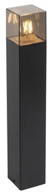 Candeeiro de pé para exterior preto 50 cm IP44 com vidro fumê - Denmark Moderno