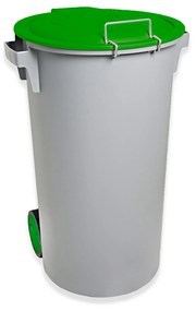 Contentor Eco Cinzento com Rodas e Tampa Verde 48X50X80cm 80l 48X50X80cm