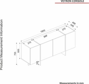 Aparador Veyron – Preto e Dourado, 180x46.6x75.5 cm – Design Moderno G