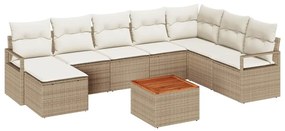 Conjunto de Sofás de Jardim 9 pcs Bege, branco Grande Vime