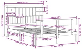 Cama com estante sem colchão 160x200 cm pinho maciço