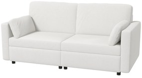 Sofá de 3 Lugares Sofá Sala de Estar Estofado em Poliéster com 2 Almofadas Acolchoadas 178x82x85 cm Creme