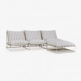 Sofá Modular De Jardim De 3 Peças E Puff Conversível Amaro Tapioca Bege - Azul- Marinho - Sklum