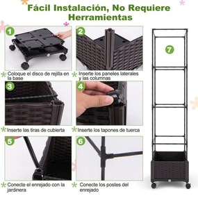 Floreira com treliça 170 cm Sistema de rega automático Rodas Vaso vertical para plantas trepadeiras Flores Vegetais