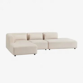 Sofá Modular Chaise Longue Esquerdo De 3 Peças Com Divã Fogler Linho Veludo Bege Linho - Sklum