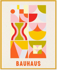 Impressão digital emoldurada Bauhaus in Orange