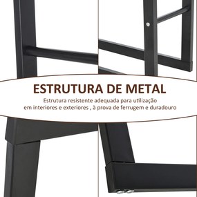 Suporte para Lenha de Metal Porta Lenha Metálico para Interior e Exterior Carga Máxima 100 kg 40x25x100 cm Preto
