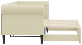 Sofá-cama com gavetão 90x200 cm couro artificial creme