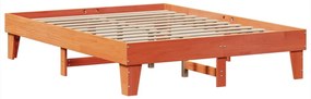 Cama sem colchão 140x200 cm madeira pinho maciça castanho-mel