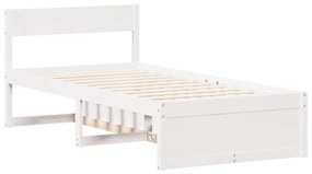 Cama sem colchão 75x190 cm madeira de pinho maciça branco