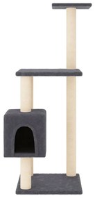 Árvore p/ gatos c/ postes arranhadores sisal 104cm cinza-escuro
